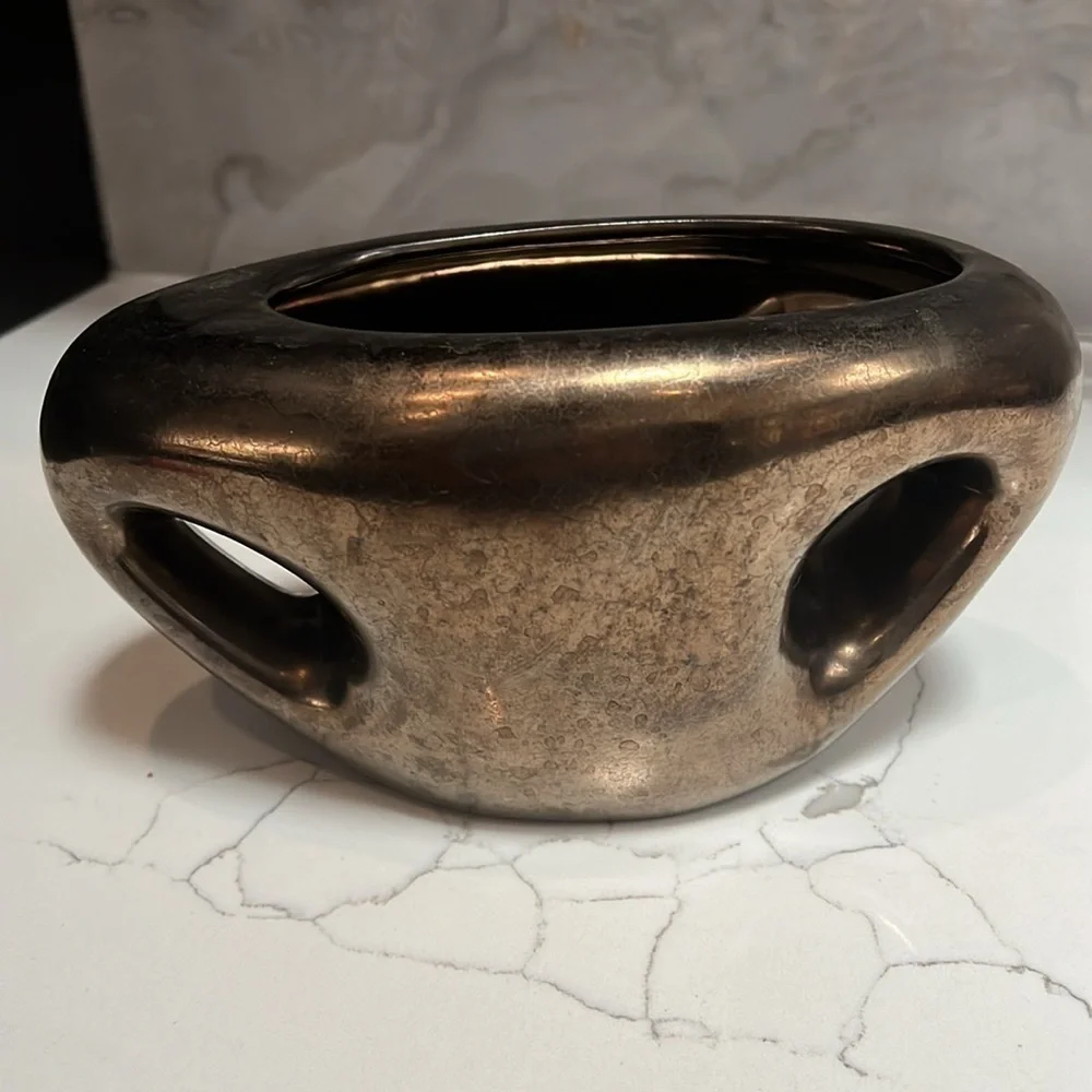 Vintage Haeger Bronze Glazed Abstract Modern Vase